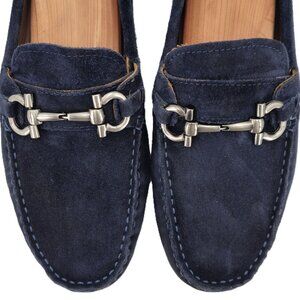 Salvatore Ferragamo Italy Parigi Gancini Men's 9 Blue Suede Dress Shoes Loafers